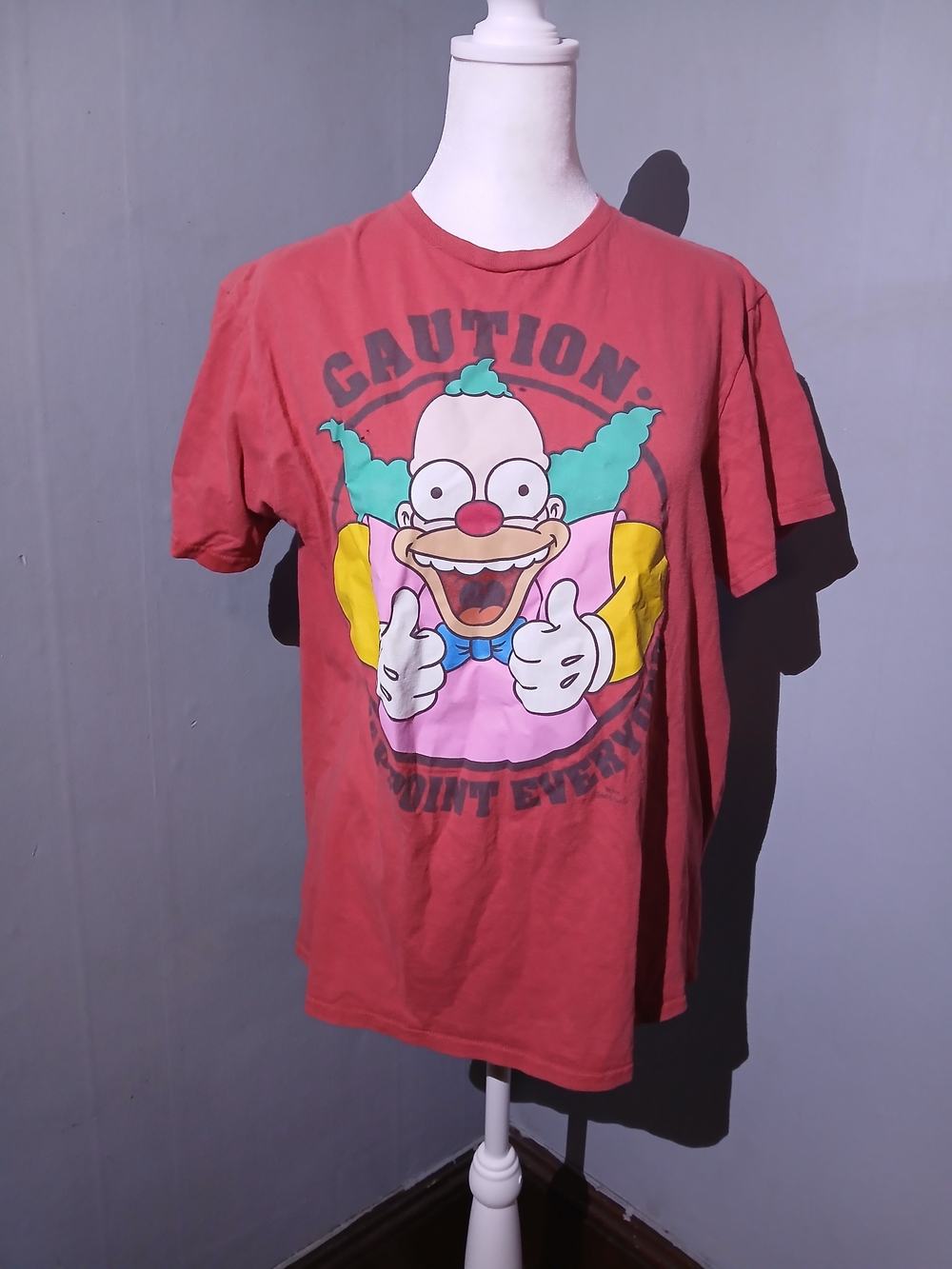 Simpsons Red Graphic Short Sleeve Tee | Cartoon Print | Size L